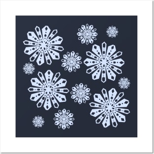 Dreidel Paper Snowflakes - Happy Hanukkah - Blue Snow Posters and Art